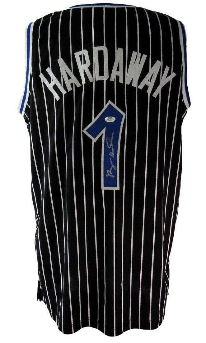 Anfernee Hardaway Autographed Orlando Magic Black Jersey PSA/DNA: Anfernee Hardaway Autographed Orlando Magic Black Jersey PSA/DNA This is an original Anfernee Deon Hardaway autographed black custom basketball jersey from the Orlando Magic. The jersey features the p