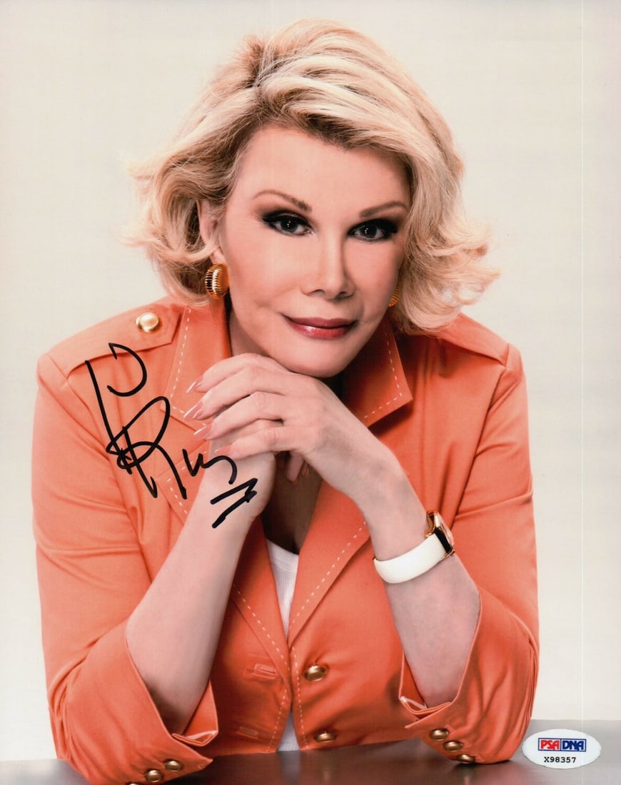 Joan Rivers Autographed 8X10 Photo PSA/DNA Certified Comedy Legend: Joan Rivers Autographed 8X10 Photo PSA/DNA Certified Comedy Legend This is an original 8x10 photograph of the iconic comedy legend Joan Rivers, featuring her authentic signature. The autograph has bee