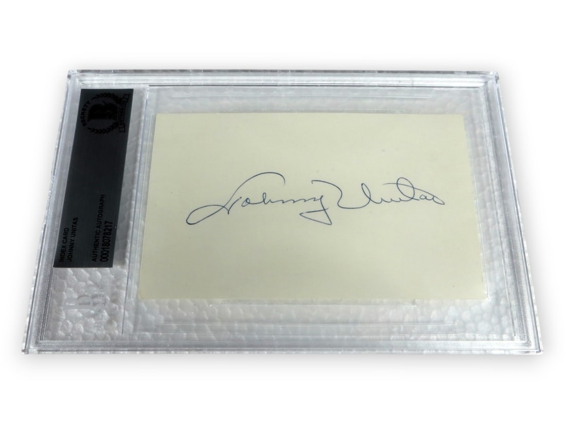 Beckett Authenticated Johnny Unitas Autograph on Original Index Card Colts (1 of 3)