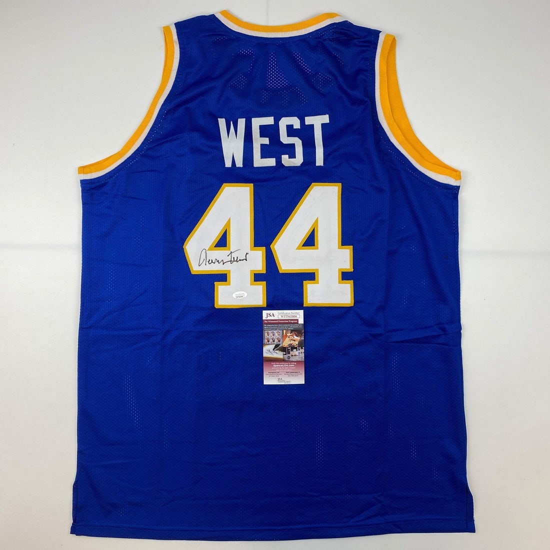 Jerry West Autographed West Virginia College Basketball Jersey JSA COA: Jerry West Autographed West Virginia College Basketball Jersey JSA COA Celebrate the legacy of basketball legend Jerry West with this autographed West Virginia Mountaineers blue college basketball jer