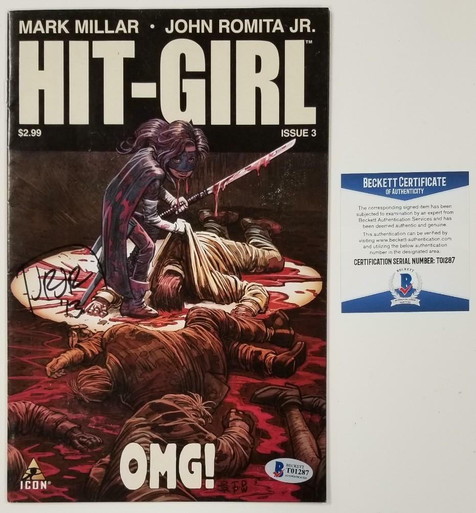 Kick-Ass Hit-Girl Comic Signed by John Romita Jr with Beckett Authentication: Kick-Ass Hit-Girl Comic Signed by John Romita Jr with Beckett Authentication This is an original Kick-Ass Hit-Girl comic book, personally signed by artist John Romita Jr. The autograph is authenticate