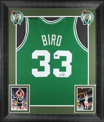 Larry Bird Signed Boston Celtics Framed Jersey BAS Certified: Larry Bird Signed Boston Celtics Framed Jersey BAS Certified Celebrate the legacy of Larry Bird with this authentic autographed green pro style framed jersey, personally signed by the Boston Celtics l