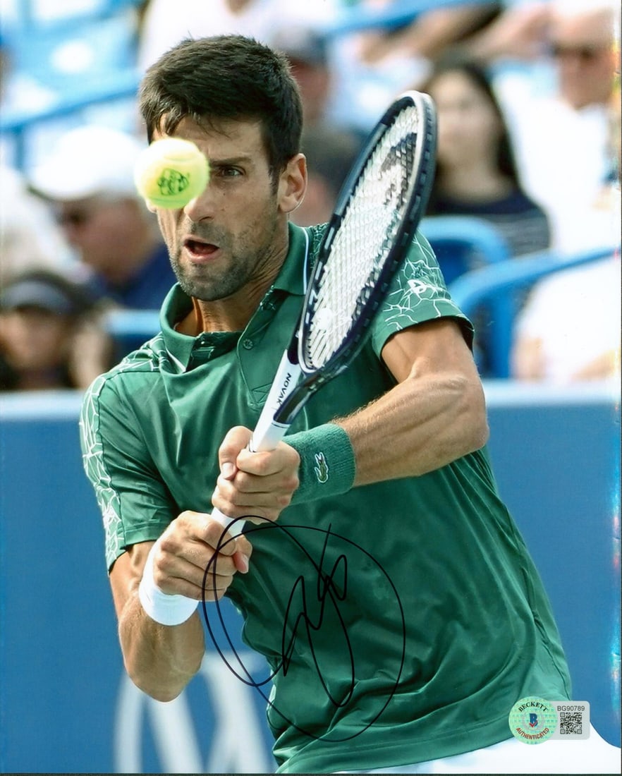 Novak Djokovic Signed 8x10 Photo Beckett Authenticated BAS #BG90789: Novak Djokovic Signed 8x10 Photo Beckett Authenticated BAS #BG90789 This authentic 8x10 photo of Novak Djokovic has been personally signed and comes with verified authenticity from Beckett Authenticat