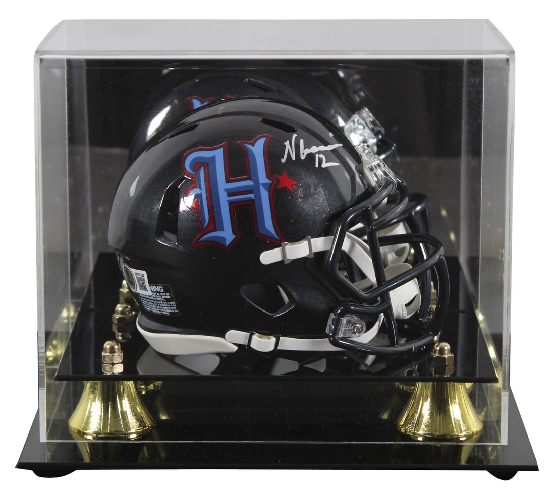 Nico Collins Signed 2024 H-Town Speed Mini Helmet with Case BAS Witnessed: Nico Collins Signed 2024 H-Town Speed Mini Helmet with Case BAS Witnessed This Houston Texans 2024 On-Field Alternate H-Town Speed Mini Helmet has been personally signed by player Nico Collins. This