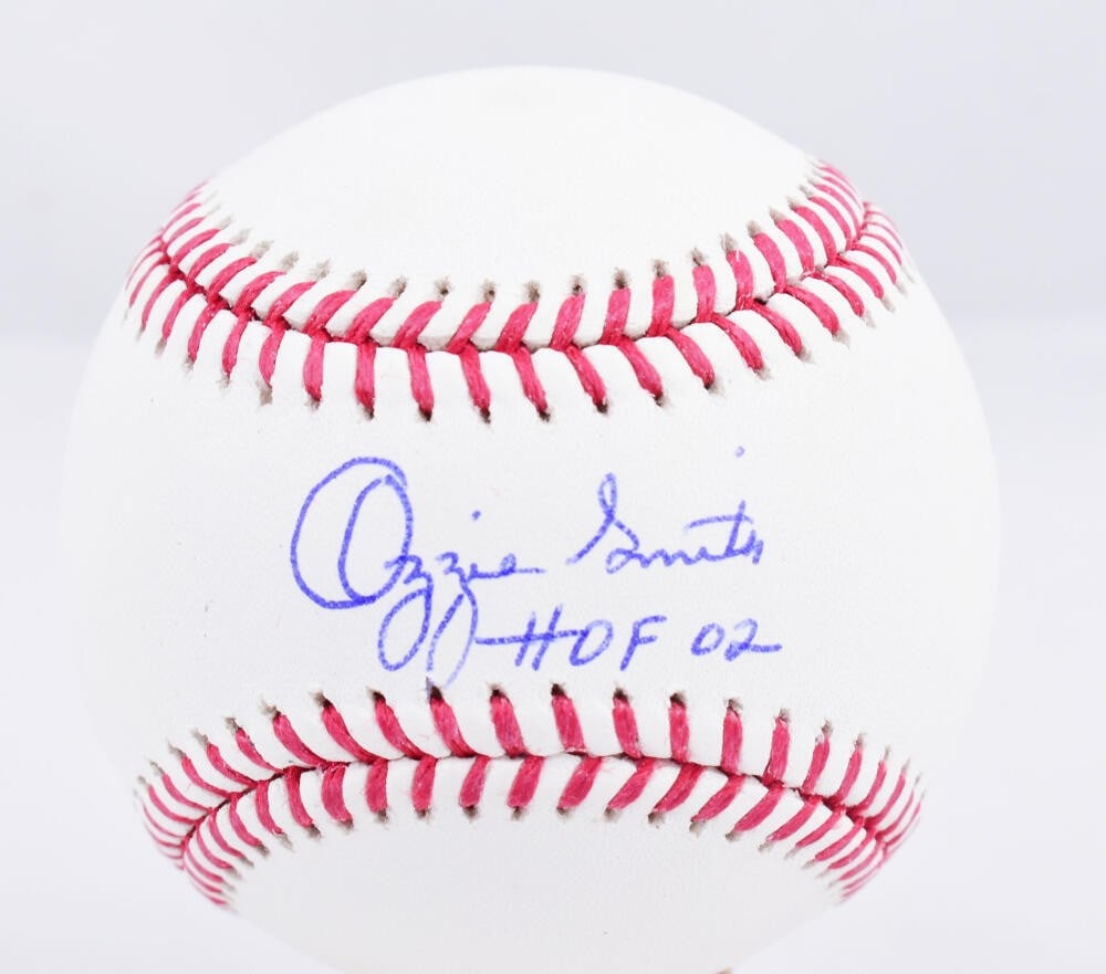 Ozzie Smith Signed OML Baseball Fanatics Authentic HOF: Ozzie Smith Signed OML Baseball Fanatics Authentic HOF This is an original Ozzie Smith autographed official Major League baseball, authenticated by Fanatics. This collectible is a must-have for any St