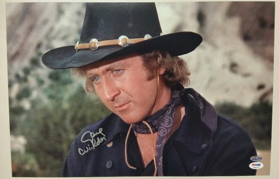 Blazing Saddles 12x18 Photo Autographed by Gene Wilder PSA/DNA Authenticated: Blazing Saddles 12x18 Photo Autographed by Gene Wilder PSA/DNA Authenticated This is an original 12x18 inch photograph from the film Blazing Saddles, personally signed by Gene Wilder. The autograph ha
