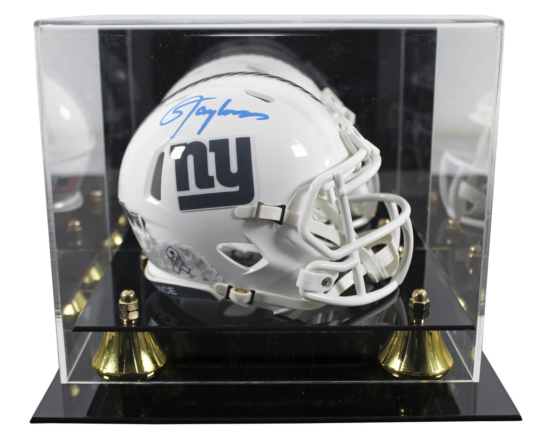 Lawrence Taylor Autographed Giants Salute To Service Mini Helmet With Beckett Case: Lawrence Taylor Autographed Giants Salute To Service Mini Helmet With Beckett Case This is an original New York Giants STS III Speed mini helmet, personally signed by Lawrence Taylor. The helmet comes