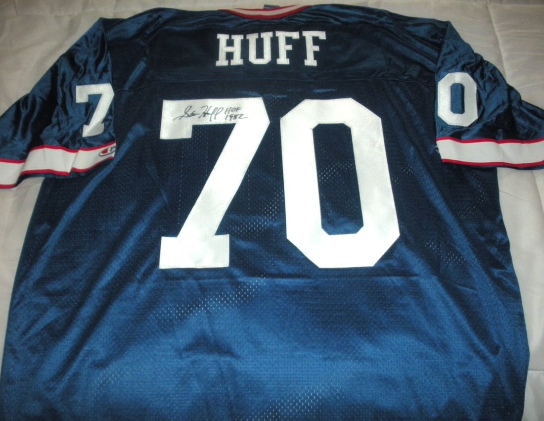 Signed Champion Jersey Sam Huff With COA New York Giants Redskins: Signed Champion Jersey Sam Huff With COA New York Giants Redskins This is a pre-owned official licensed Champion jersey signed by Sam Huff, who played for the New York Giants and Washington Redskins. 