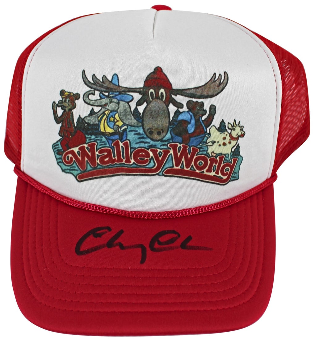 Chevy Chase Signed Wally World Trucker Hat BAS Authenticated: Chevy Chase Signed Wally World Trucker Hat BAS Authenticated This authentic Wally World trucker hat has been personally signed by Chevy Chase, renowned for his role in National Lampoon's Vacation. The