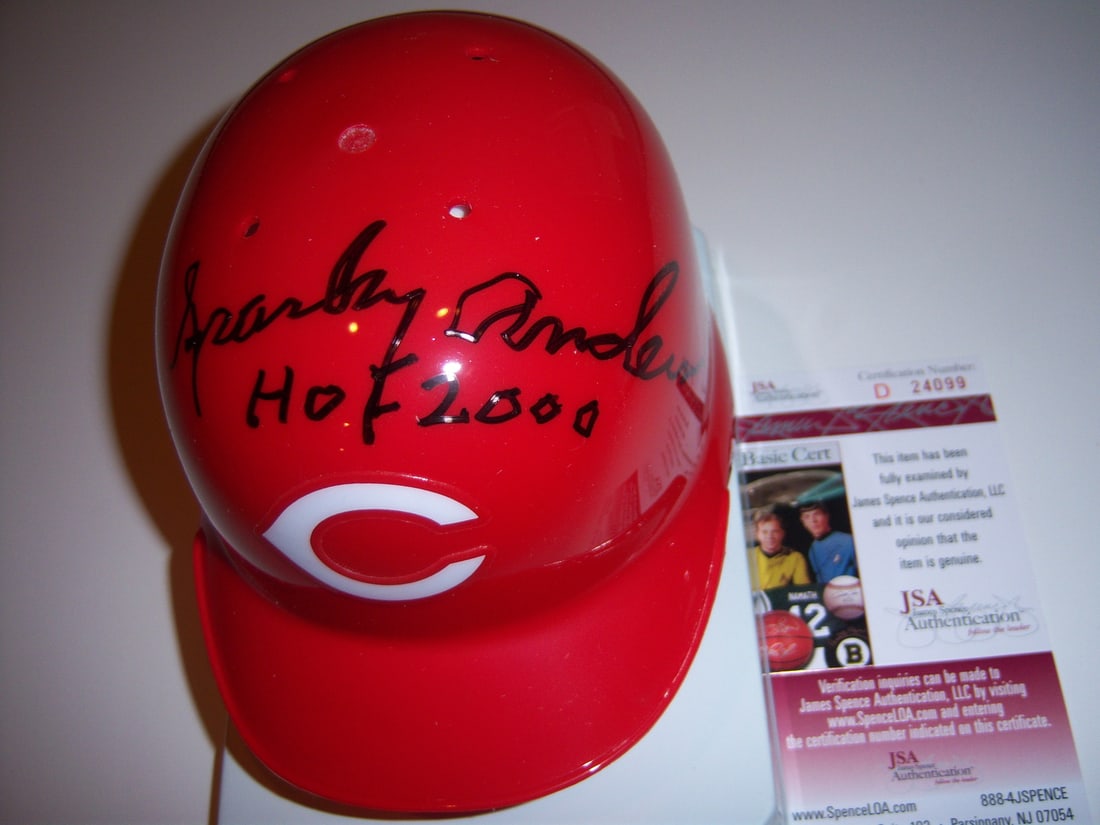 Signed Cincinnati Reds Mini Helmet Sparky Anderson JSA COA Hall of Fame 2000 (1 of 2)