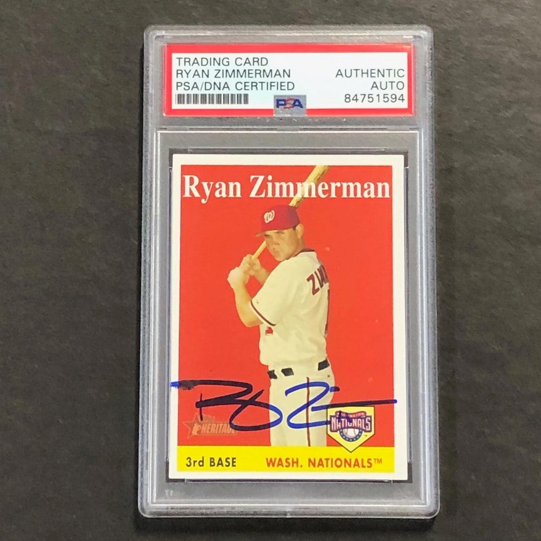 Ryan Zimmerman Autographed 2007 Topps Heritage 98 Card PSA Authenticated Nationals (1 of 2)
