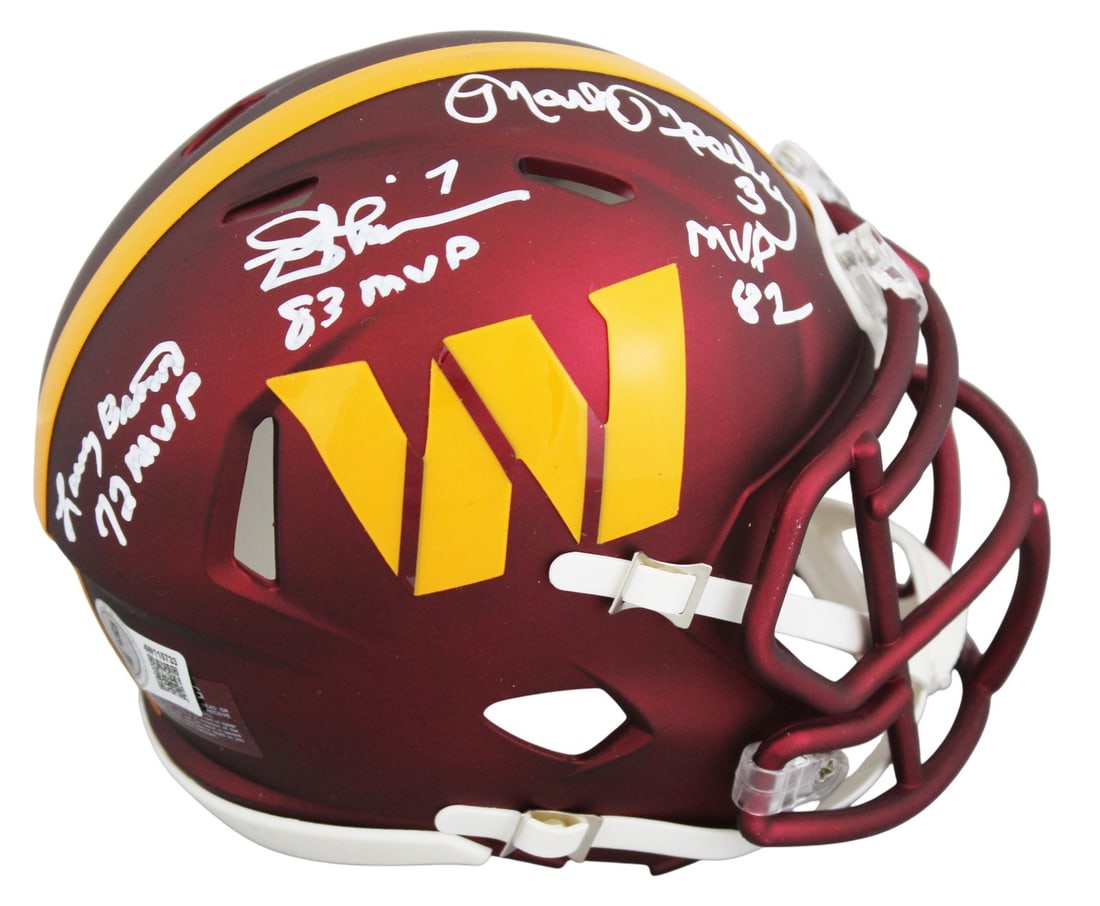 Speed Mini Helmet Signed by Theismann Moseley Brown Beckett Witnessed Commanders (1 of 2)
