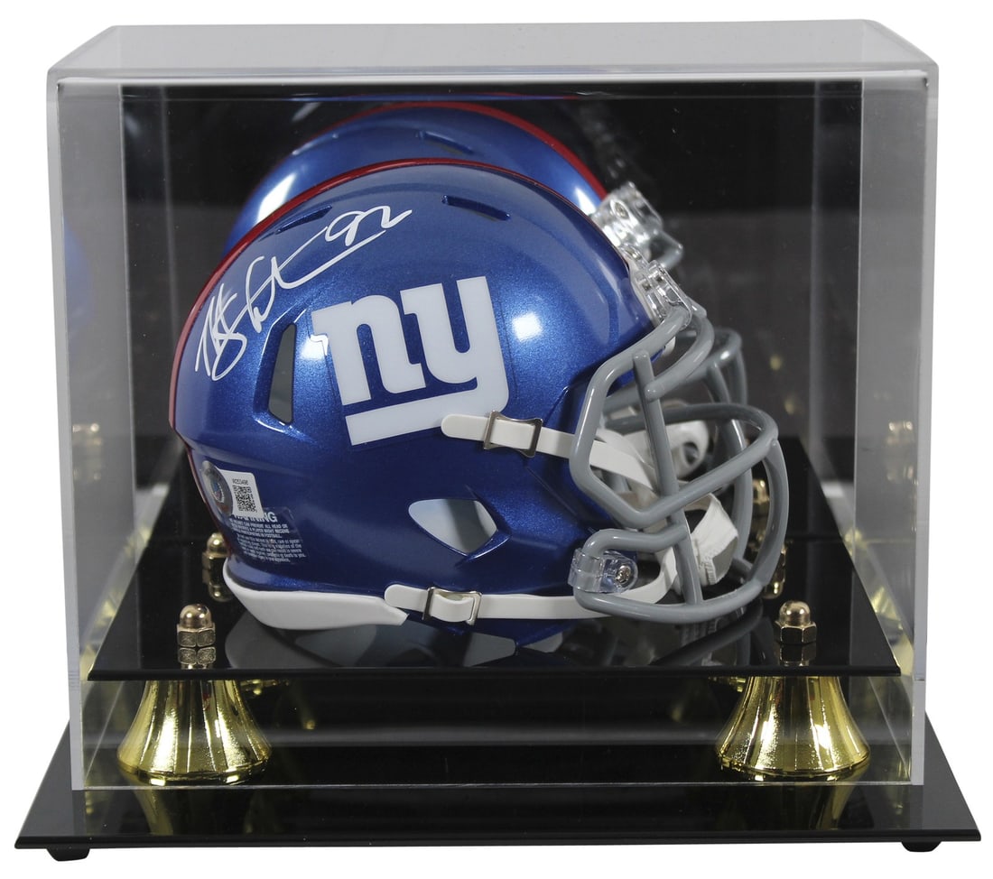 Michael Strahan Signed Mini Helmet with Beckett Authentication New York Giants: Michael Strahan Signed Mini Helmet with Beckett Authentication New York Giants This authentic signed Speed Mini Helmet is a remarkable collectible for fans of Michael Strahan and the New York Giants. 