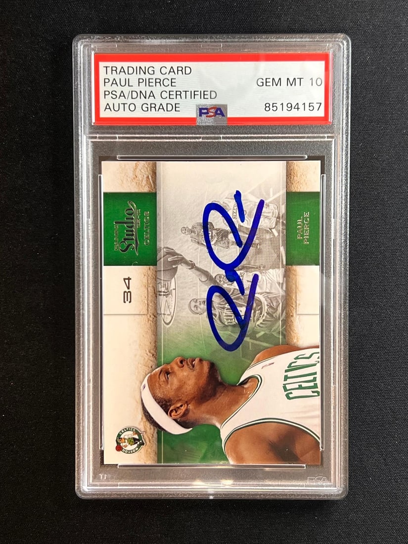 2009-10 Panini Studio #56 Paul Pierce Signed Card PSA/DNA Authentic Celtics: 2009-10 Panini Studio #56 Paul Pierce Signed Card PSA/DNA Authentic Celtics This listing features a 2009-10 Panini Studio #56 basketball card signed by Paul Pierce, a legendary player of the Boston Ce