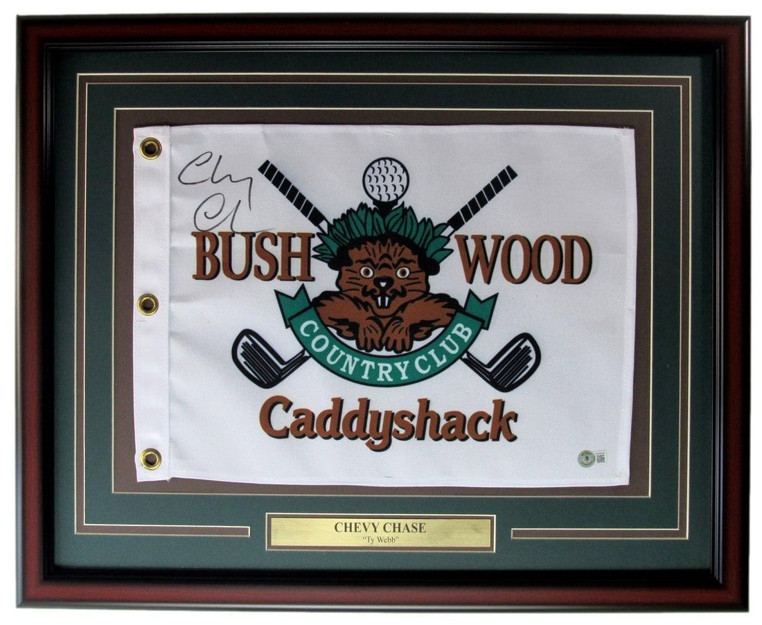 Framed Caddyshack Pin Flag Signed by Chevy Chase Beckett Authenticated (1 of 4)