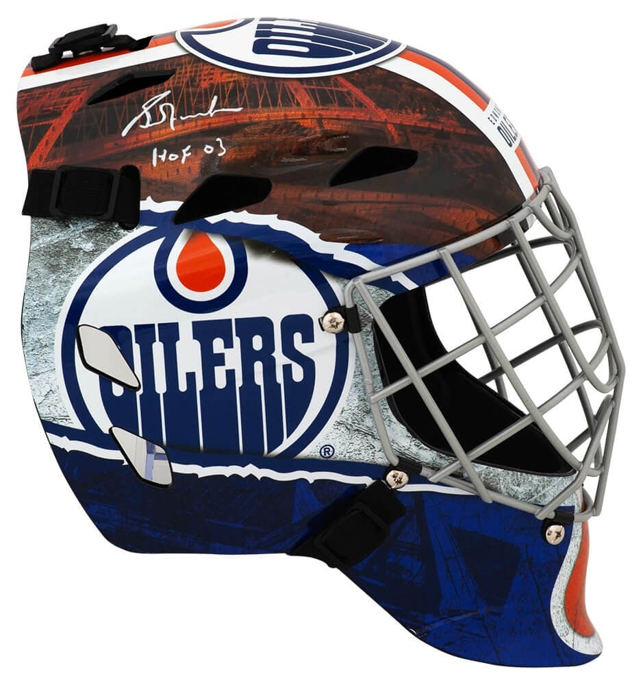 Grant Fuhr Signed Edmonton Oilers Goalie Mask with HOF 03 Inscription (1 of 2)