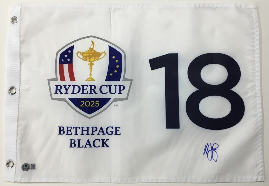 Nicolai Hojgaard Signed 2025 Ryder Cup Pin Flag Beckett Authenticated: Nicolai Hojgaard Signed 2025 Ryder Cup Pin Flag Beckett Authenticated Celebrate the spirit of golf with this original signed pin flag from the 2025 Ryder Cup at Bethpage Black, featuring the autograph