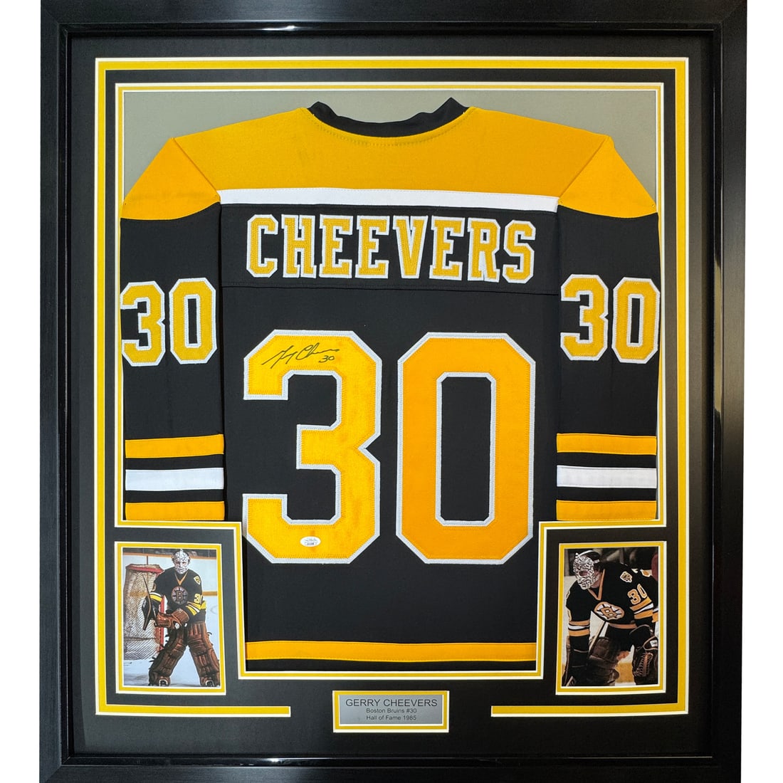 Framed Autographed Gerry Cheevers Jersey 33x42 Boston Bruins JSA COA (1 of 2)