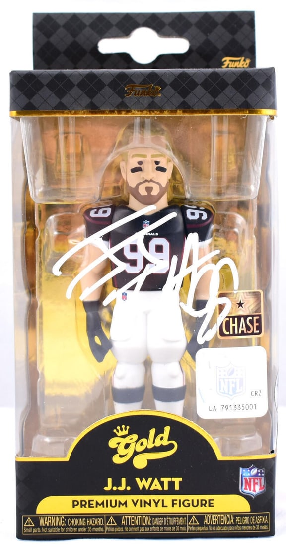 JJ Watt Signed Funko Pop Arizona Cardinals 5" Vinyl Beckett Authenticated: JJ Watt Signed Funko Pop Arizona Cardinals 5" Vinyl Beckett Authenticated This collectible item features a 5" vinyl figure of JJ Watt, showcasing the iconic Arizona Cardinals uniform. The figure is pa