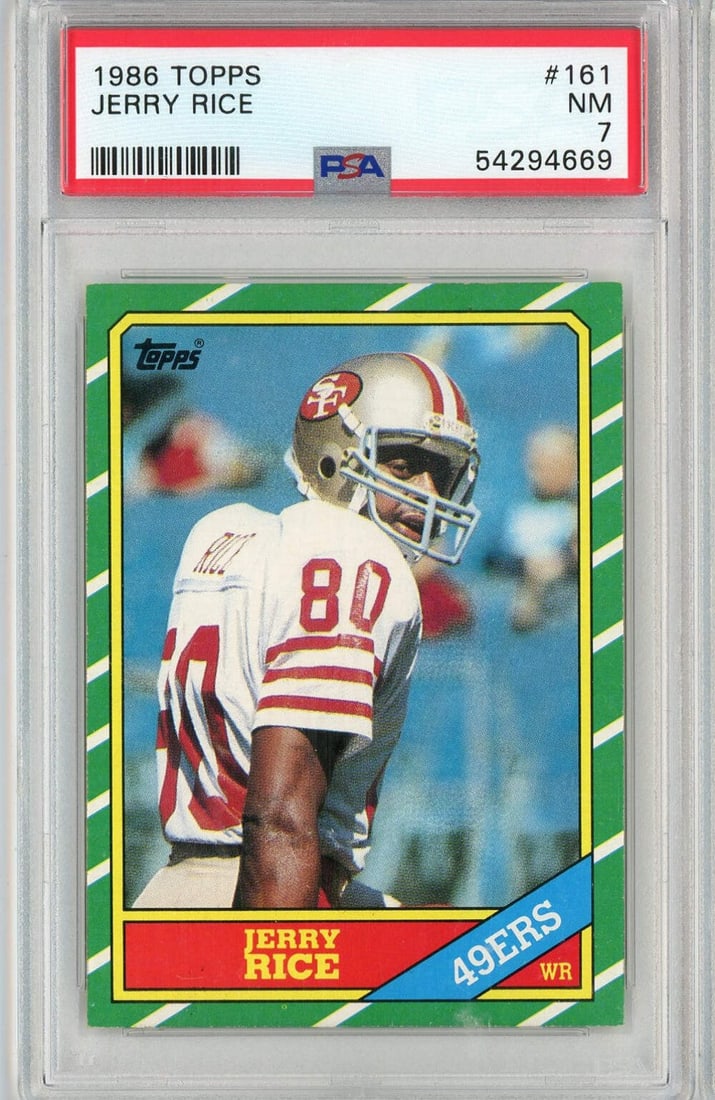 PSA 7 1986 Topps Jerry Rice Rookie Card #161 Original NFL 49ers (1 of 2)
