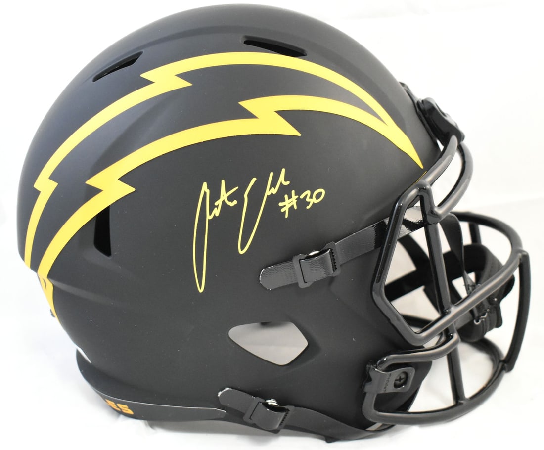 Full Size Chargers Eclipse Speed Helmet Signed by Austin Ekeler with Beckett Hologram: Full Size Chargers Eclipse Speed Helmet Signed by Austin Ekeler with Beckett Hologram This is a pre-owned full-size Eclipse Speed helmet autographed by Austin Ekeler of the Los Angeles Chargers. The h