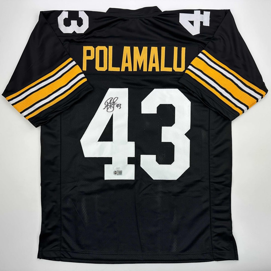 Troy Polamalu Signed Retro Black Steelers Jersey JSA COA: Troy Polamalu Signed Retro Black Steelers Jersey JSA COA Celebrate the legacy of Troy Polamalu with this autographed Pittsburgh Retro Black Football Jersey. This custom jersey features his name and nu
