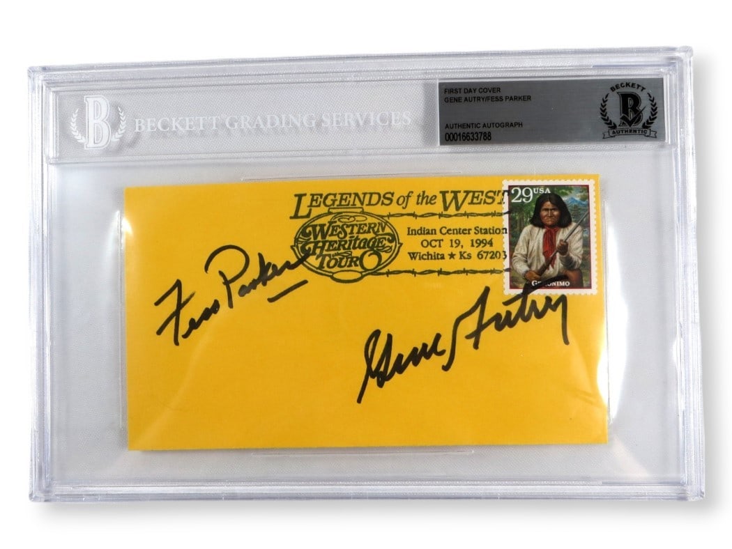 First Day Cover Signed by Gene Autry and Fess Parker Beckett Authenticated (1 of 2)