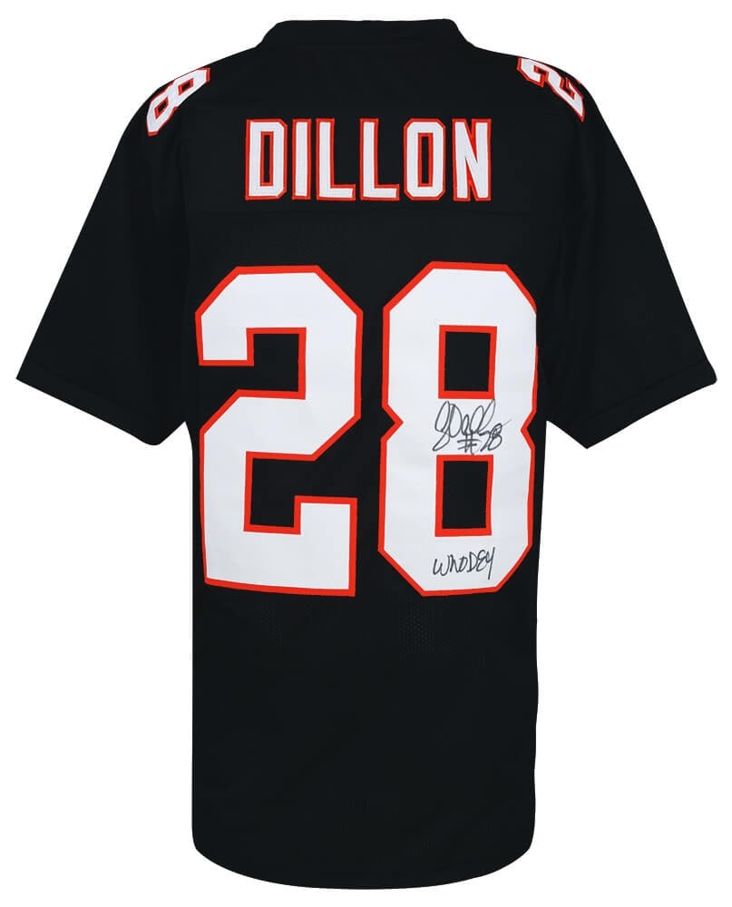 Corey Dillon Signed Black Custom Jersey with Who Dey Inscription and COA: Corey Dillon Signed Black Custom Jersey with Who Dey Inscription and COA Celebrate the legacy of Corey Dillon with this signed black custom football jersey from the Cincinnati Bengals. This original p