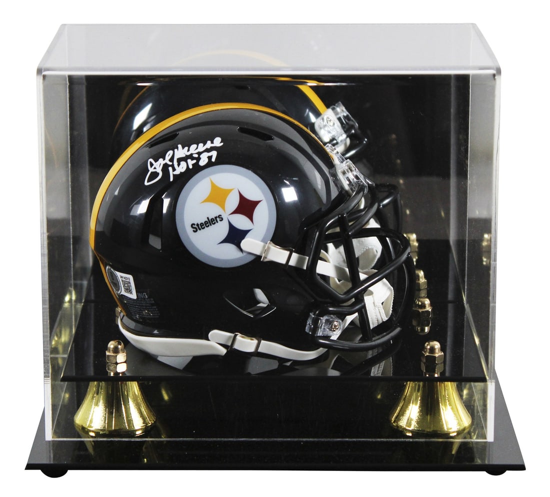 Pittsburgh Steelers Joe Greene Signed Mini Helmet HOF 87 BAS Authenticated: Pittsburgh Steelers Joe Greene Signed Mini Helmet HOF 87 BAS Authenticated This autographed Pittsburgh Steelers Speed Mini Helmet is personally signed by Joe Greene, a legendary player inducted into t