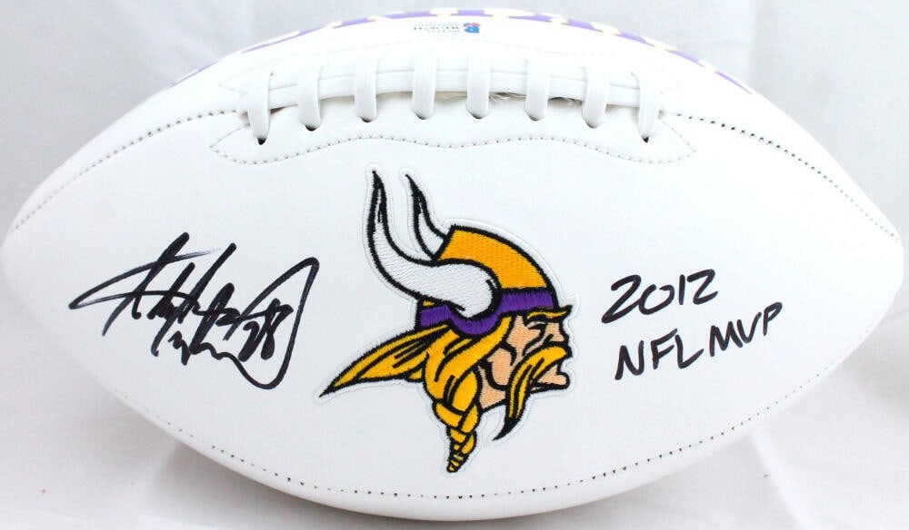 Adrian Peterson Signed Minnesota Vikings Football Beckett Authenticated: Adrian Peterson Signed Minnesota Vikings Football Beckett Authenticated This is an original Minnesota Vikings logo football autographed by Adrian Peterson, the renowned NFL player. The football comes 