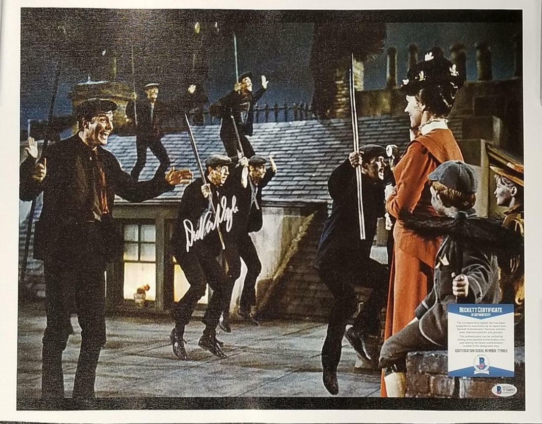 16x20 Canvas Photograph Signed by Dick Van Dyke Mary Poppins Beckett Authenticated: 16x20 Canvas Photograph Signed by Dick Van Dyke Mary Poppins Beckett Authenticated This original 16x20 canvas photograph from Mary Poppins is hand-signed by Dick Van Dyke. The autograph has been authe