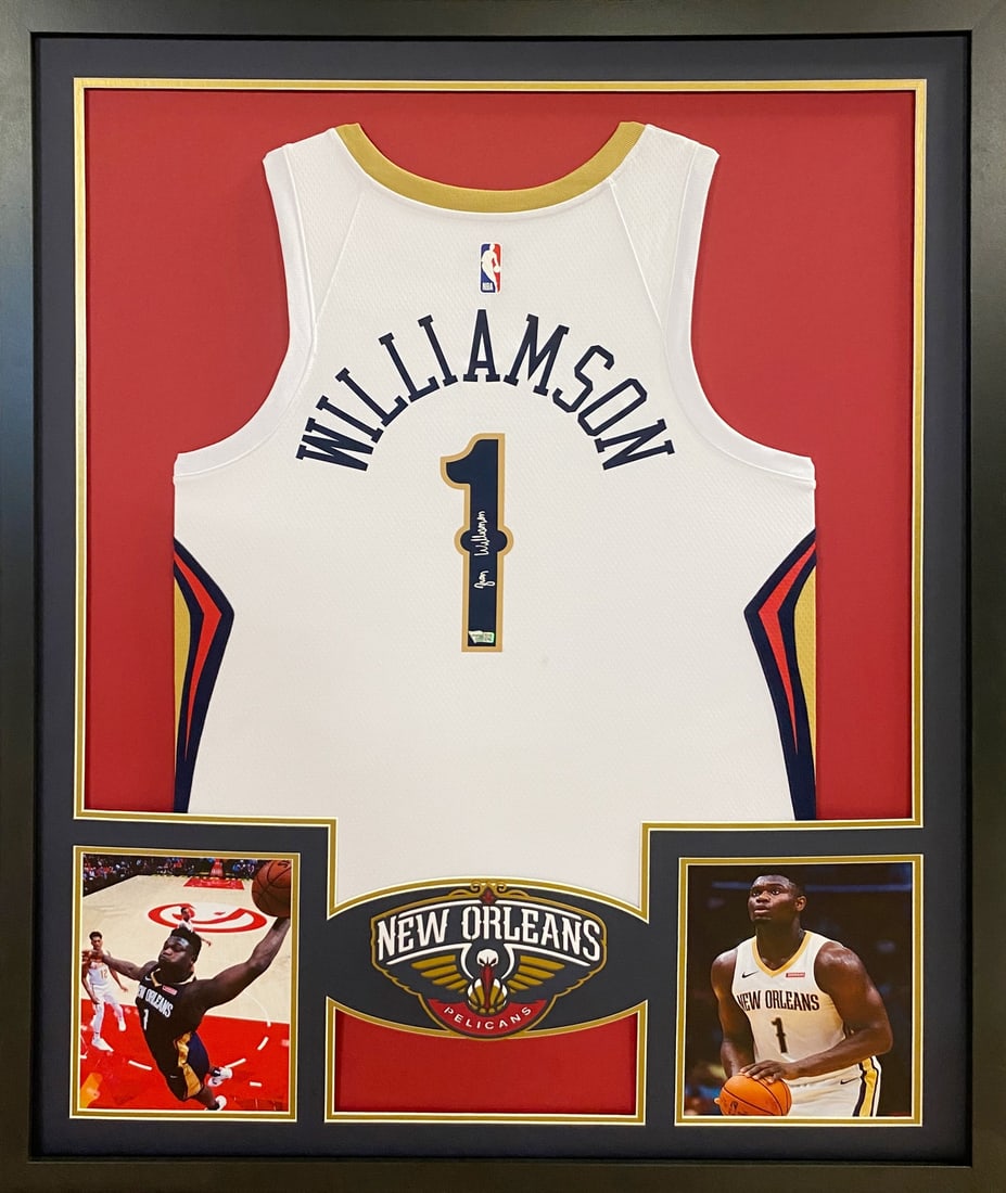 Zion Williamson Autographed Framed Jersey New Orleans Pelicans Fanatics Authenticated: Zion Williamson Autographed Framed Jersey New Orleans Pelicans Fanatics Authenticated This autographed jersey of Zion Williamson is beautifully framed and showcases his connection to the New Orleans P