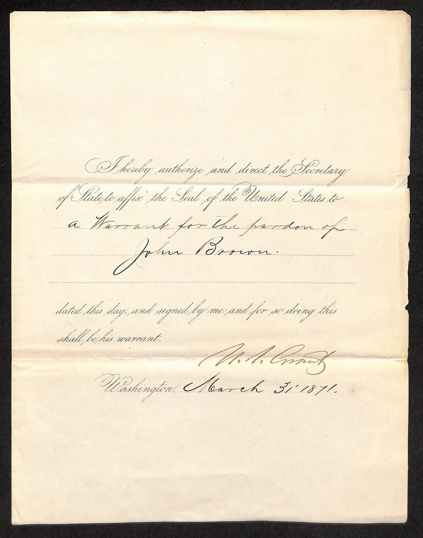 Ulysses S. Grant Signed 1871 Presidential Pardon Letter With PSA/DNA Authentication (1 of 3)