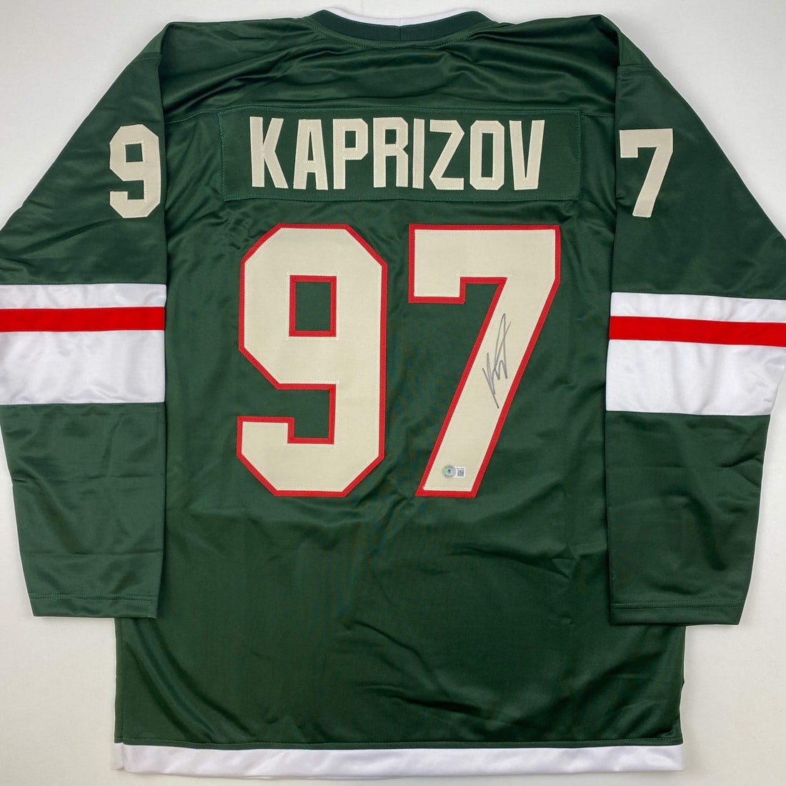 Kirill Kaprizov Signed Minnesota Wild Green Hockey Jersey Beckett BAS COA: Kirill Kaprizov Signed Minnesota Wild Green Hockey Jersey Beckett BAS COA Celebrate your fandom with this autographed Kirill Kaprizov Minnesota Wild green hockey jersey. This collectible features the 