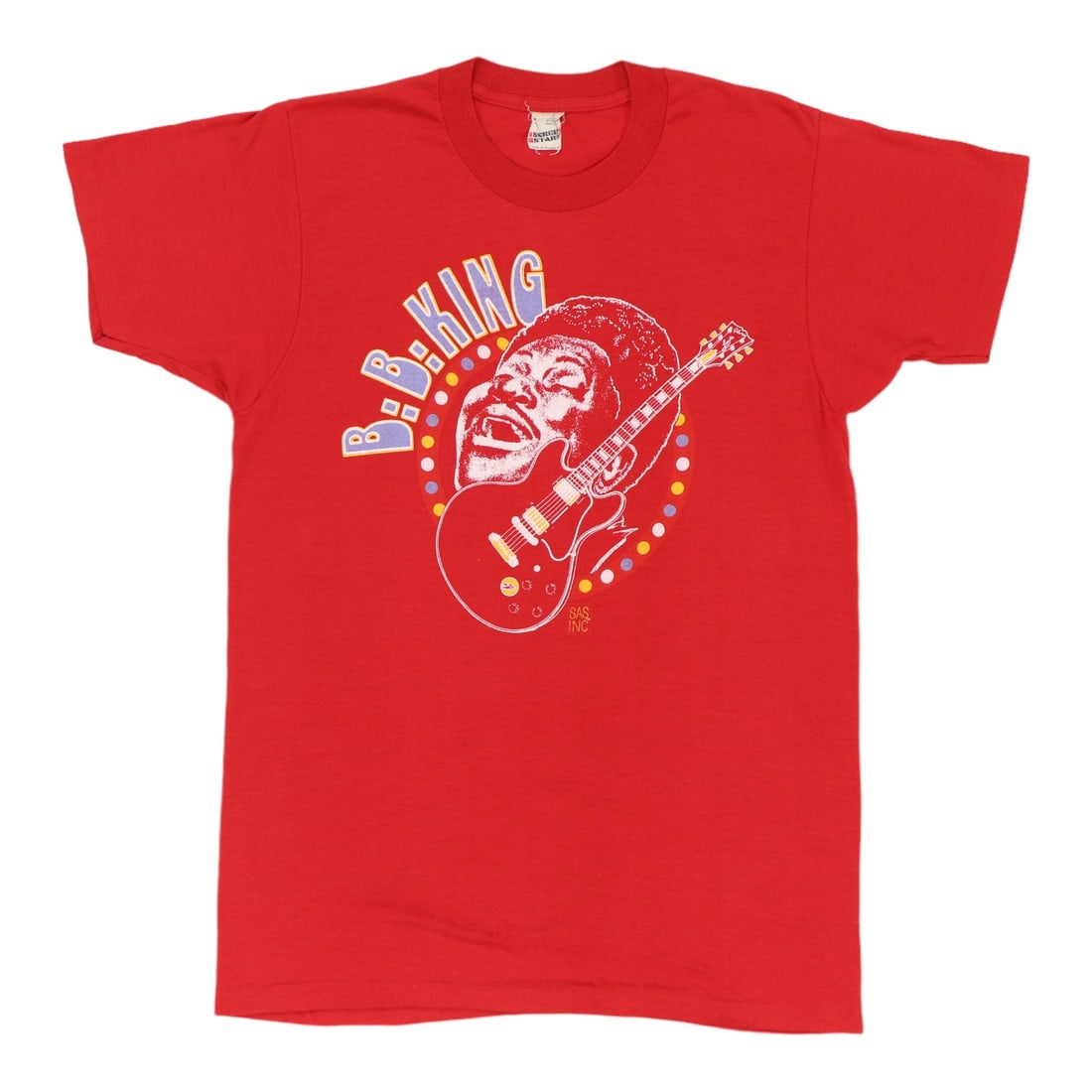 Vintage 1980s Red BB King Poly Cotton T Shirt Large (1 of 4)