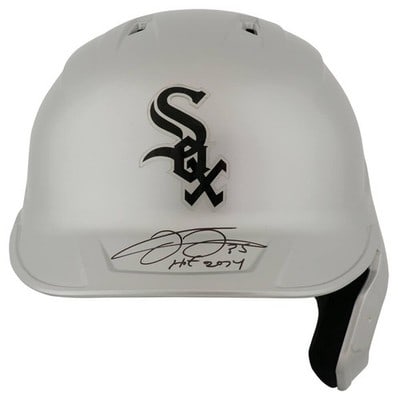Frank Thomas autographed White Sox chrome Rawlings replica helmet HOF 2014: Frank Thomas autographed White Sox chrome Rawlings replica helmet HOF 2014 This is a Chicago White Sox full size replica chrome Rawlings batting helmet, hand-signed by Frank Thomas with the inscriptio