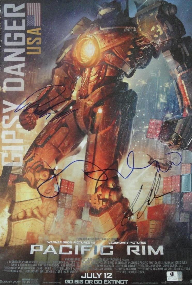 Authentic 11x17 Pacific Rim Signed Photo by Hunnam Perlman Kikuchi: Authentic 11x17 Pacific Rim Signed Photo by Hunnam Perlman Kikuchi This stunning 11"x17" photograph from the blockbuster film Pacific Rim features the hand signatures of actors Charlie Hunnam, Ron Per