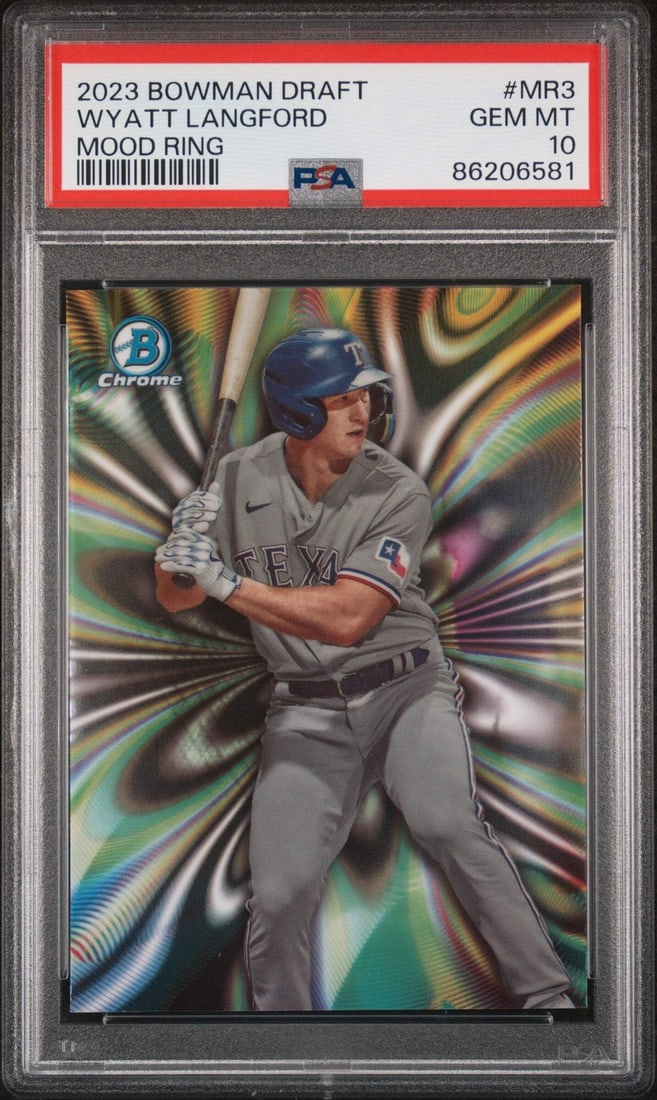 2023 Bowman Draft Wyatt Langford Mood Ring RC Baseball Card PSA 10 (1 of 2)