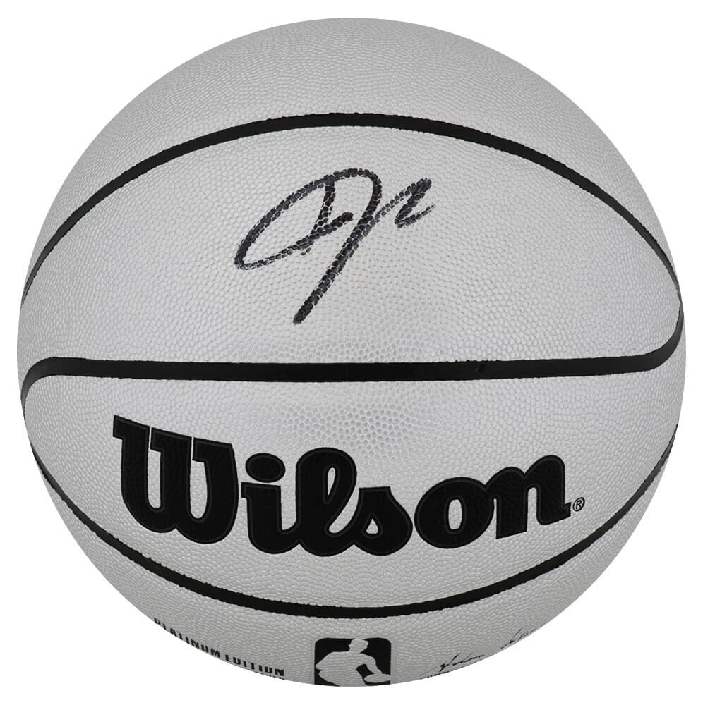Giannis Antetokounmpo Signed Wilson Platinum NBA Basketball with COA: Giannis Antetokounmpo Signed Wilson Platinum NBA Basketball with COA This is a signed Wilson Platinum full-size NBA basketball by Giannis Antetokounmpo, a prominent player of the Milwaukee Bucks. The 