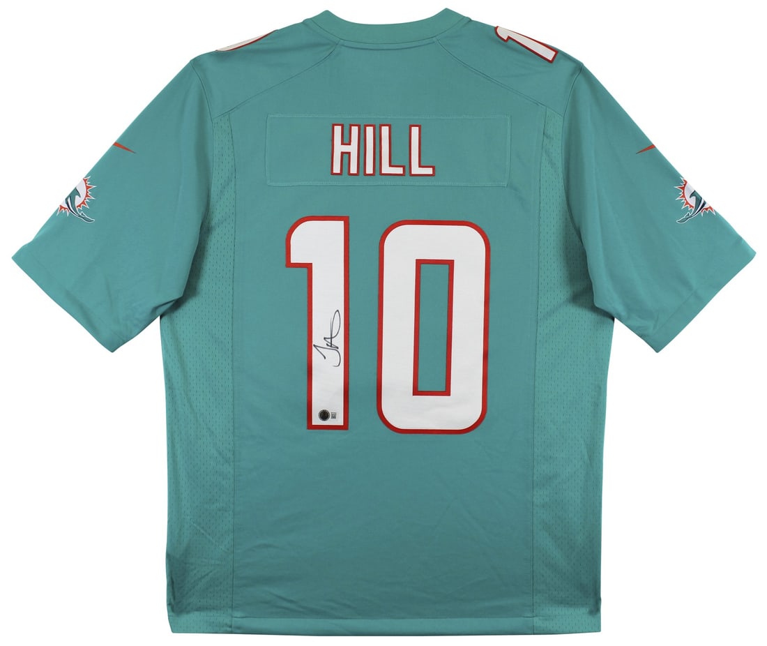 Tyreek Hill Signed Miami Dolphins Teal Nike Limited Jersey BAS Witnessed: Tyreek Hill Signed Miami Dolphins Teal Nike Limited Jersey BAS Witnessed This authentic Miami Dolphins teal Nike Limited jersey has been personally signed by Tyreek Hill. The autograph was witnessed b