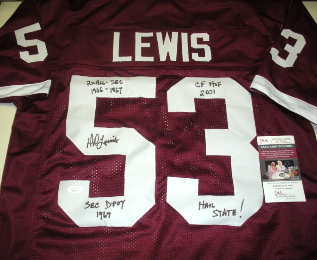 Mississippi State Bulldogs DD Lewis Signed Jersey With JSA COA Authentication (1 of 2)