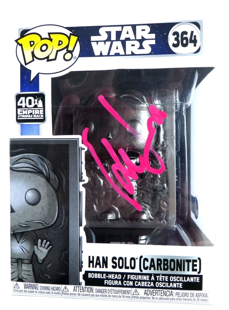 Harrison Ford Autographed Funko POP! Star Wars Han Solo BAS: Harrison Ford Autographed Funko POP! Star Wars Han Solo BAS This is a Harrison Ford autographed Funko POP! figure of Han Solo from Star Wars. The signature has been authenticated by Beckett Authentica