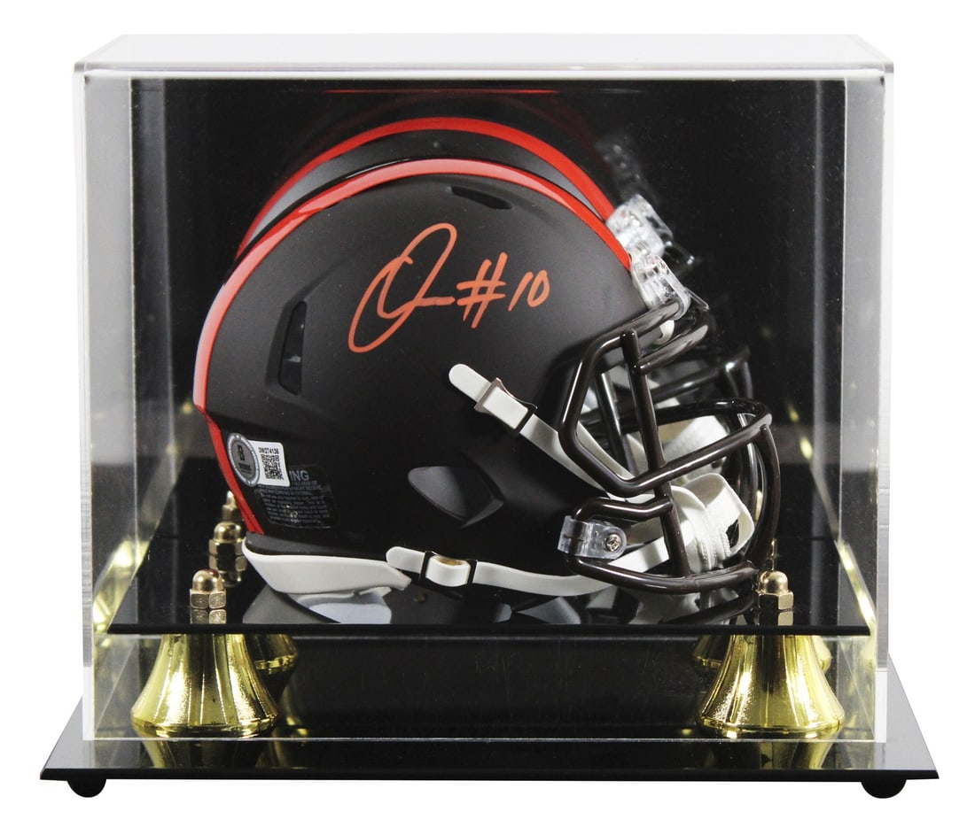 Quinshon Judkins Autographed Browns Alternate Speed Mini Helmet With BAS Authentication: Quinshon Judkins Autographed Browns Alternate Speed Mini Helmet With BAS Authentication This Cleveland Browns 2025 On-Field Alternate Speed Mini Helmet has been personally signed by Quinshon Judkins. 
