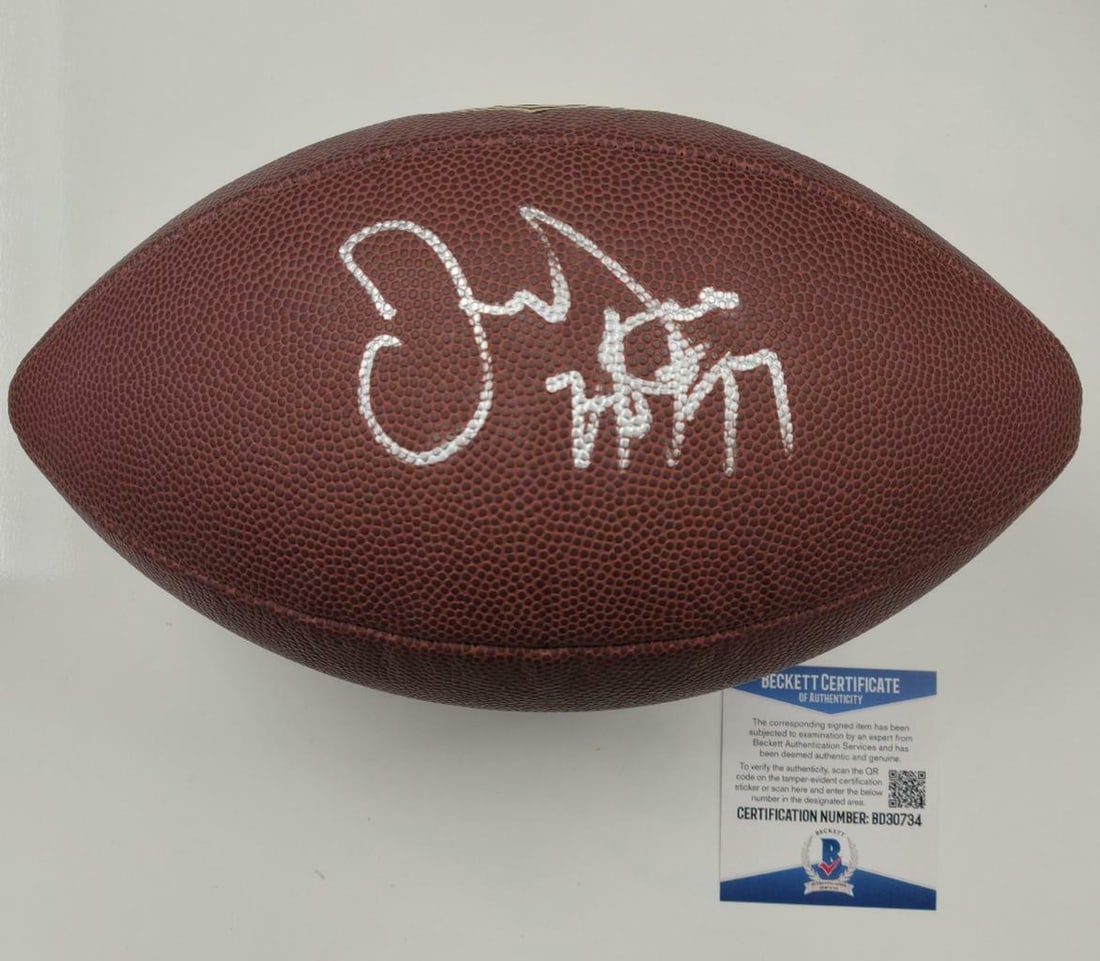 Replica The Duke Football signed by Jerry Jones HOF 17 Beckett authenticated: Replica The Duke Football signed by Jerry Jones HOF 17 Beckett authenticated This is an original NFL "The Duke" replica football signed by Jerry Jones, featuring the inscription "HOF 17." The autograp