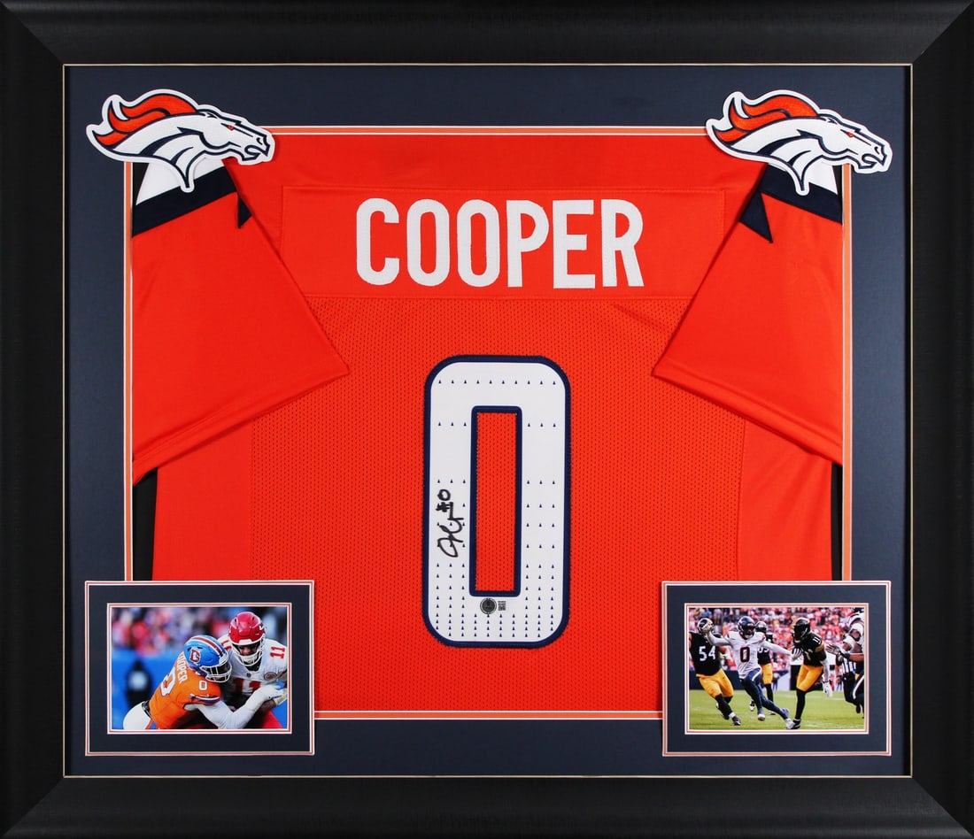 Jonathan Cooper Signed Denver Broncos Framed Jersey BAS Witnessed: Jonathan Cooper Signed Denver Broncos Framed Jersey BAS Witnessed This authentically signed orange Pro Style framed jersey features the signature of Jonathan Cooper, a player from the Denver Broncos. 