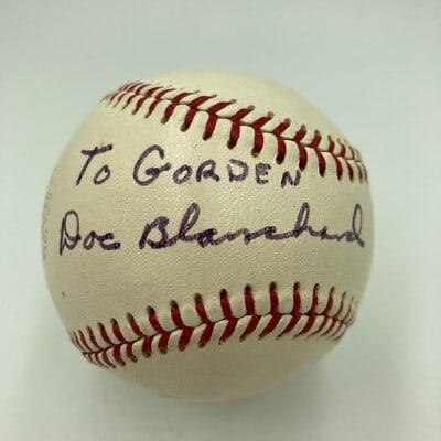 Signed Vintage Baseball Doc Blanchard JSA COA Heisman Winner (1 of 6)