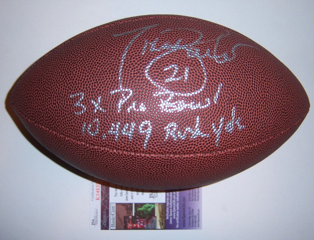 Tiki Barber Autographed New York Giants Football JSA COA 3-Time Pro Bowl (1 of 1)