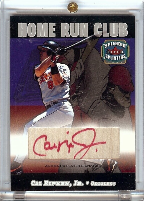 Cal Ripken Jr 2003 Fleer Splendid Splinters Autograph #NNO Rare #/50: Cal Ripken Jr 2003 Fleer Splendid Splinters Autograph #NNO Rare #/50 Celebrate the legacy of baseball legend Cal Ripken Jr. with this 2003 Fleer Splendid Splinters Autograph baseball card. This limite