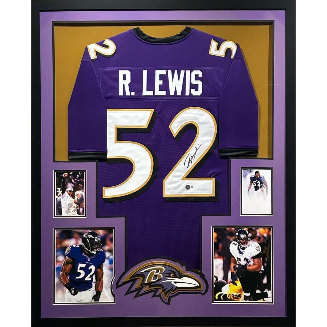 Framed Baltimore Ravens Ray Lewis Signed Jersey with JSA Authentication (1 of 2)