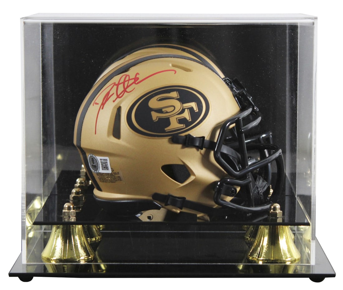 San Francisco 49ers Deion Sanders Signed Mini Helmet with BAS Authentication: San Francisco 49ers Deion Sanders Signed Mini Helmet with BAS Authentication This is an authentic signed Rave Speed Mini Helmet featuring the iconic Deion Sanders from the San Francisco 49ers. The hel